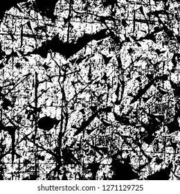 Wall fragment with scratches and cracks. Overlay grunge illustration over any design. Abstract grainy background with vintage effect