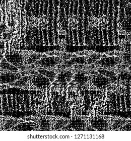 Wall fragment with scratches and cracks. Overlay grunge illustration over any design. Abstract grainy background with vintage effect