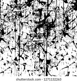 Wall fragment with scratches and cracks. Overlay grunge illustration over any design. Abstract grainy background with vintage effect