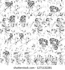Wall fragment with scratches and cracks. Overlay grunge illustration over any design. Abstract grainy background with vintage effect