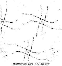 Wall fragment with scratches and cracks. Overlay grunge illustration over any design. Abstract grainy background with vintage effect