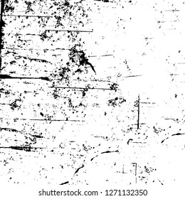 Wall fragment with scratches and cracks. Overlay grunge illustration over any design. Abstract grainy background with vintage effect