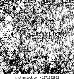 Wall fragment with scratches and cracks. Overlay grunge illustration over any design. Abstract grainy background with vintage effect