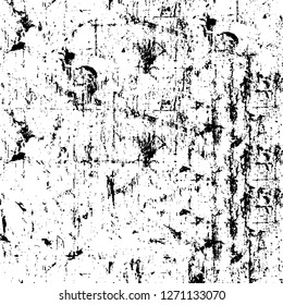 Wall fragment with scratches and cracks. Overlay grunge illustration over any design. Abstract grainy background with vintage effect