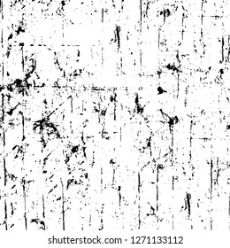 Wall fragment with scratches and cracks. Overlay grunge illustration over any design. Abstract grainy background with vintage effect