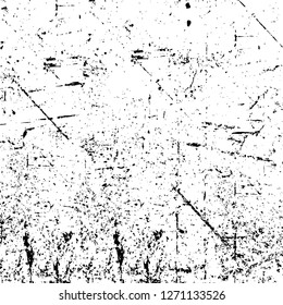 Wall fragment with scratches and cracks. Overlay grunge illustration over any design. Abstract grainy background with vintage effect