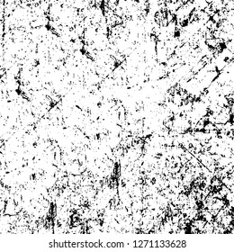 Wall fragment with scratches and cracks. Overlay grunge illustration over any design. Abstract grainy background with vintage effect