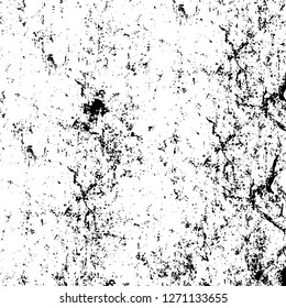 Wall fragment with scratches and cracks. Overlay grunge illustration over any design. Abstract grainy background with vintage effect