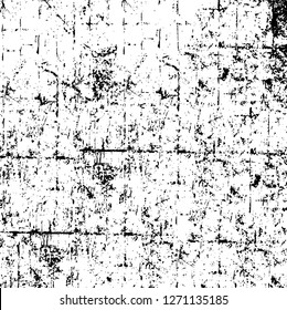 Wall fragment with scratches and cracks. Overlay grunge illustration over any design. Abstract grainy background with vintage effect