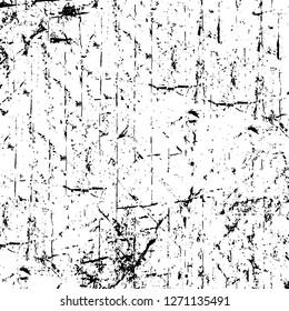 Wall fragment with scratches and cracks. Overlay grunge illustration over any design. Abstract grainy background with vintage effect