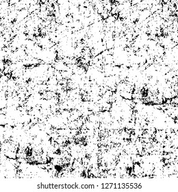 Wall fragment with scratches and cracks. Overlay grunge illustration over any design. Abstract grainy background with vintage effect