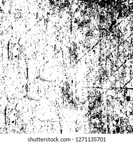 Wall fragment with scratches and cracks. Overlay grunge illustration over any design. Abstract grainy background with vintage effect