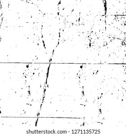 Wall fragment with scratches and cracks. Overlay grunge illustration over any design. Abstract grainy background with vintage effect