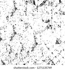Wall fragment with scratches and cracks. Overlay grunge illustration over any design. Abstract grainy background with vintage effect