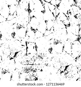 Wall fragment with scratches and cracks. Overlay grunge illustration over any design. Abstract grainy background with vintage effect