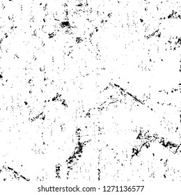 Wall fragment with scratches and cracks. Overlay grunge illustration over any design. Abstract grainy background with vintage effect