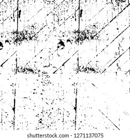Wall fragment with scratches and cracks. Overlay grunge illustration over any design. Abstract grainy background with vintage effect
