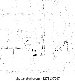 Wall fragment with scratches and cracks. Overlay grunge illustration over any design. Abstract grainy background with vintage effect