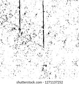 Wall fragment with scratches and cracks. Overlay grunge illustration over any design. Abstract grainy background with vintage effect