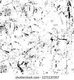 Wall fragment with scratches and cracks. Overlay grunge illustration over any design. Abstract grainy background with vintage effect