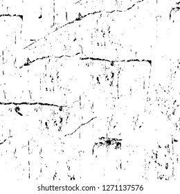 Wall fragment with scratches and cracks. Overlay grunge illustration over any design. Abstract grainy background with vintage effect