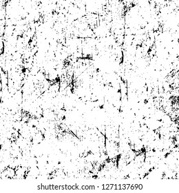 Wall fragment with scratches and cracks. Overlay grunge illustration over any design. Abstract grainy background with vintage effect