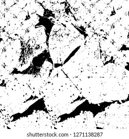 Wall fragment with scratches and cracks. Overlay grunge illustration over any design. Abstract grainy background with vintage effect