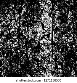 Wall fragment with scratches and cracks. Overlay grunge illustration over any design. Abstract grainy background with vintage effect