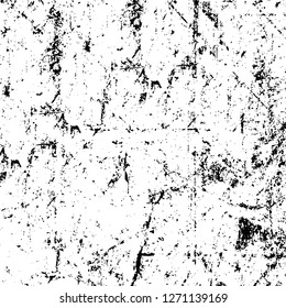 Wall fragment with scratches and cracks. Overlay grunge illustration over any design. Abstract grainy background with vintage effect