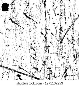 Wall fragment with scratches and cracks. Overlay grunge illustration over any design. Abstract grainy background with vintage effect