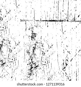 Wall fragment with scratches and cracks. Overlay grunge illustration over any design. Abstract grainy background with vintage effect