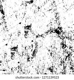 Wall fragment with scratches and cracks. Overlay grunge illustration over any design. Abstract grainy background with vintage effect