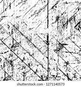 Wall fragment with scratches and cracks. Overlay grunge illustration over any design. Abstract grainy background with vintage effect