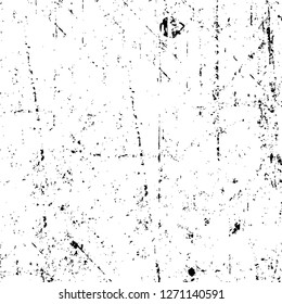 Wall fragment with scratches and cracks. Overlay grunge illustration over any design. Abstract grainy background with vintage effect