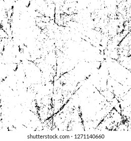 Wall fragment with scratches and cracks. Overlay grunge illustration over any design. Abstract grainy background with vintage effect