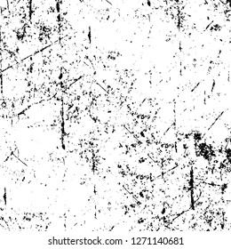 Wall fragment with scratches and cracks. Overlay grunge illustration over any design. Abstract grainy background with vintage effect