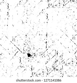 Wall fragment with scratches and cracks. Overlay grunge illustration over any design. Abstract grainy background with vintage effect