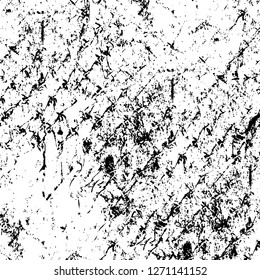 Wall fragment with scratches and cracks. Overlay grunge illustration over any design. Abstract grainy background with vintage effect