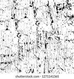 Wall fragment with scratches and cracks. Overlay grunge illustration over any design. Abstract grainy background with vintage effect