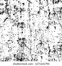 Wall fragment with scratches and cracks. Overlay grunge illustration over any design. Abstract grainy background with vintage effect