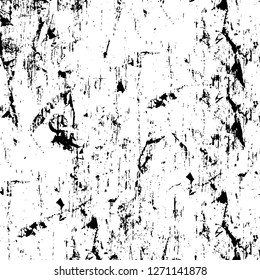 Wall fragment with scratches and cracks. Overlay grunge illustration over any design. Abstract grainy background with vintage effect