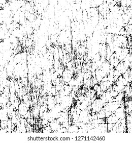 Wall fragment with scratches and cracks. Overlay grunge illustration over any design. Abstract grainy background with vintage effect
