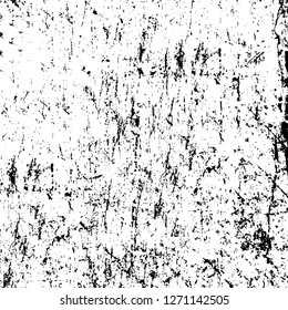 Wall fragment with scratches and cracks. Overlay grunge illustration over any design. Abstract grainy background with vintage effect