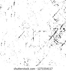 Wall fragment with scratches and cracks. Overlay grunge illustration over any design. Abstract grainy background with vintage effect