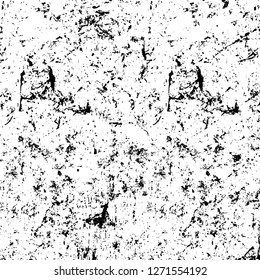 Wall fragment with scratches and cracks. Overlay grunge illustration over any design. Abstract grainy background with vintage effect