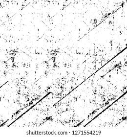 Wall fragment with scratches and cracks. Overlay grunge illustration over any design. Abstract grainy background with vintage effect