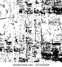 Wall fragment with scratches and cracks. Overlay grunge illustration over any design. Abstract grainy background with vintage effect