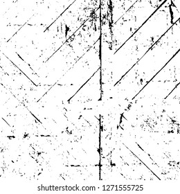 Wall fragment with scratches and cracks. Overlay grunge illustration over any design. Abstract grainy background with vintage effect