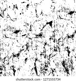 Wall fragment with scratches and cracks. Overlay grunge illustration over any design. Abstract grainy background with vintage effect