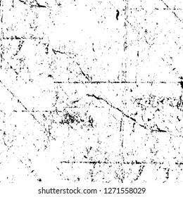 Wall fragment with scratches and cracks. Overlay grunge illustration over any design. Abstract grainy background with vintage effect